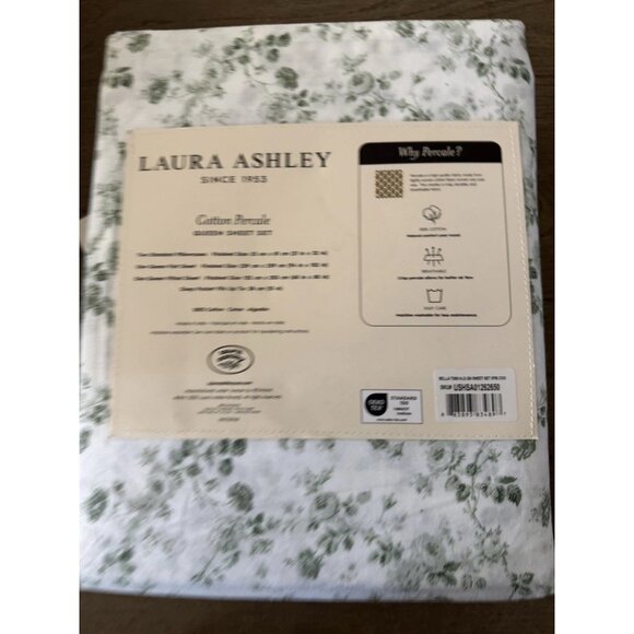 Laura Ashley Queen Sheet Set Bella Floral Harvest Light Green 4pc Farmhouse Chic - Picture 4 of 6